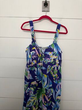 Jamie & Layla Women’s Petite Large Blue Patterned Maxi Sundress New